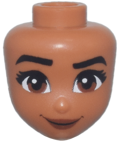 Mini Doll, Head Friends with Black Eyebrows, Right Raised, Eyelashes, Reddish Brown Eyes and Lips, Wide Grin Pattern (Moana)