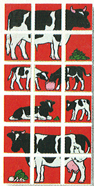 Paper Duplo Mosaic Picture Puzzle Key Card from Set 1078 - Cow