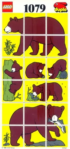 Paper Duplo Mosaic Picture Puzzle Key Card from Set 1079 - Brown Bear