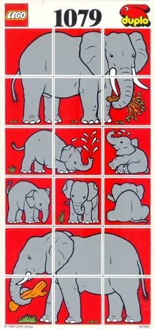 Paper Duplo Mosaic Picture Puzzle Key Card from Set 1079 - Elephant