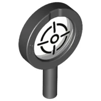 Minifigure, Utensil Magnifying Glass Thick Frame and Solid Handle with Trans-Clear Lens with Crosshairs Pattern