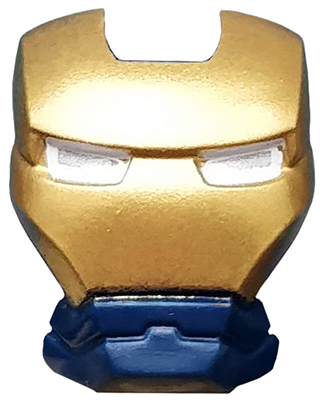 Minifigure, Visor Top Hinge with Gold Face Shield and White Eyes no Outline Pattern