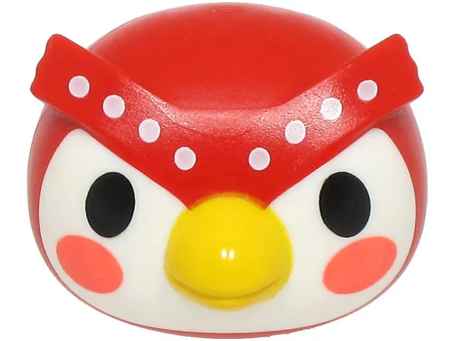 Minifigure, Head, Modified Owl with Molded White Face and Printed Black Eyes, Coral Cheeks, Yellow Beak and White Dots on Eyebrows Pattern