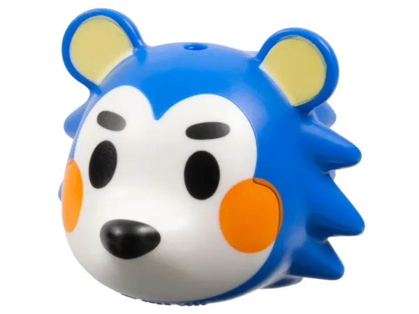 Minifigure, Head, Modified Hedgehog with Molded White Face and Printed Bright Light Yellow Inner Ears, Black Eyes, Eyebrows and Nose, Orange Cheeks Pattern