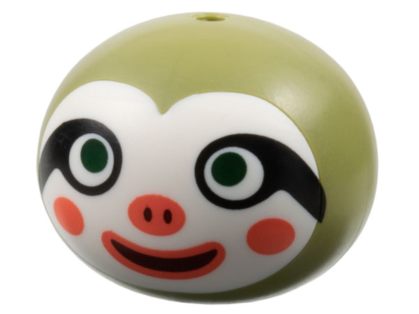 Minifigure, Head, Modified Sloth with Molded White Face and Printed Dark Green Eyes, Black Eye Markings, Dark Red Mouth, Coral Lips, Cheeks and Nose Pattern