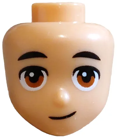 Mini Doll, Head Friends with Black Eyebrows, Dark Orange Eyes, Lopsided Grin Pattern