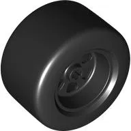 Wheel 50 x 30 with Axle Hole and 6 Holes with Molded Black Hard Rubber Tire Pattern