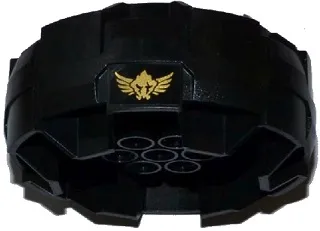 Wheel Hard Plastic, Treaded with 7 Pin Holes and 6 Bar Holes with Gold Gorilla Head with Wings Pattern (Sticker) - Set 70747