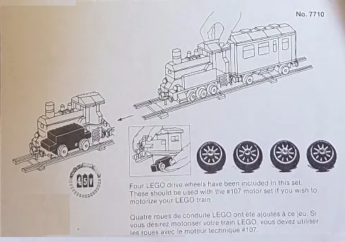 Paper Information Note, four drive wheels to motorize the train 7710