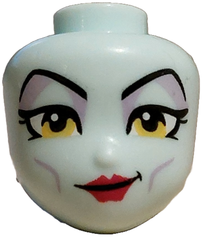 Mini Doll, Head Friends with Black Thin Long Eyebrows, Double Eyelashes, Yellow Eyes, Lavender Eye Shadow and Cheek Lines, Magenta Lips, Lopsided Grin Pattern