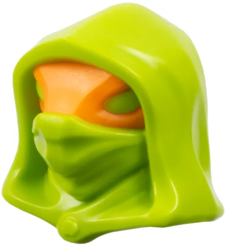 Minifigure, Head, Modified Alien Serpentine Hood with Molded Orange Domino Mask Pattern