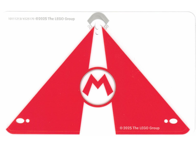 Plastic Sail 15 x 10 with Red and White Triangles and Super Mario Logo Capital Letter M in Circle Pattern