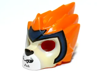 Minifigure, Headgear Mask Lion with Tan Face, Crooked Smile and Dark Blue Headpiece Pattern