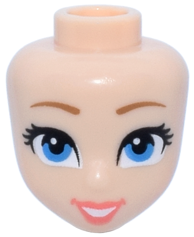 Mini Doll, Head Friends with Medium Nougat Eyebrows, Dark Azure Eyes, Coral Lips, and Open Mouth Smile with Teeth Pattern