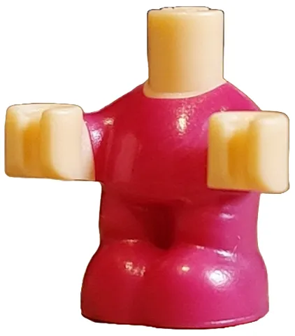 Micro Doll, Body Baby / Toddler with Molded Magenta Jumpsuit / Coverall Pattern