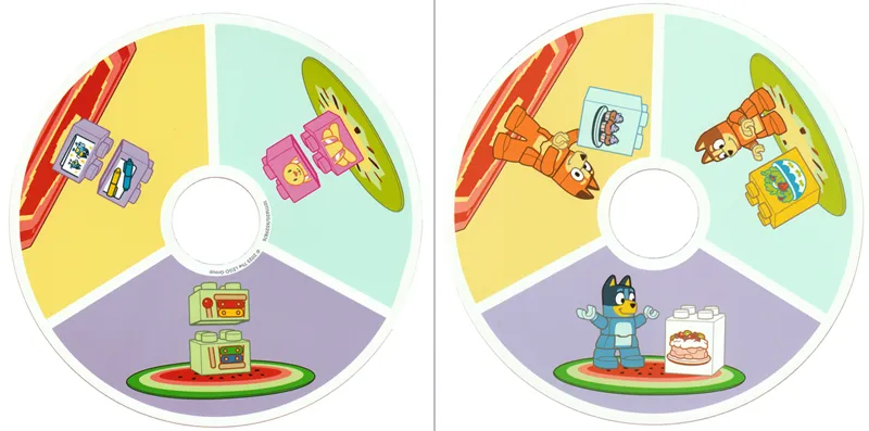 Plastic Duplo Game Wheel - Bluey, Chilli and Bingo Pattern