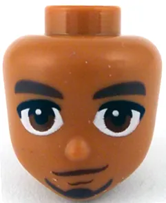 Mini Doll, Head Friends with Dark Brown Thick Eyebrows and Goatee, Reddish Brown Eyes and Chin Dimple, Lopsided Grin Pattern