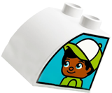 Duplo, Brick 2 x 2 x 1 1/2 Slope Curved with Boy on One Side and Girl on Other Side Pattern