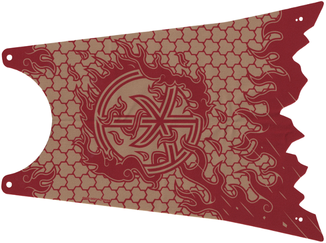 Cloth Cape with 4 Holes and Tattered Edge, Large Buildable Figures with Dark Red Scale Armor Lines, Flames, and Ninjago Logogram Letter K Pattern