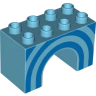 Duplo, Brick 2 x 4 x 2 Arch with Blue Half Circles Pattern