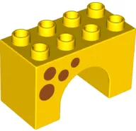 Duplo, Brick 2 x 4 x 2 Arch with Dark Orange Spots Pattern on Both Sides