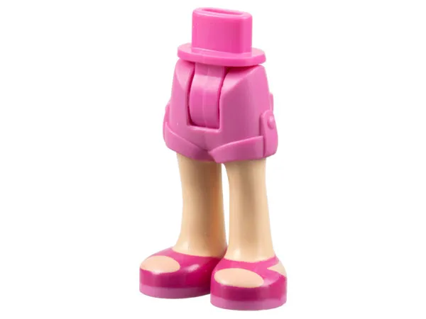 Mini Doll Hips and Shorts Folded Hem with Light Nougat Legs and Magenta Sandals with Dark Pink Soles Pattern - Thick Hinge
