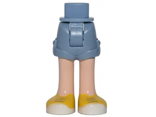 Mini Doll Hips and Shorts Folded Hem with Light Nougat Legs and Yellow Shoes with White Soles and Sand Blue Laces Pattern - Thick Hinge