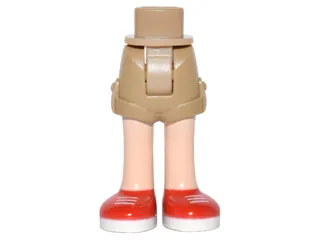 Mini Doll Hips and Shorts Folded Hem with Light Nougat Legs and Red Shoes with White Soles and Laces Pattern - Thick Hinge