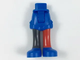 Mini Doll Hips and Shorts Folded Hem with Black Right Leg, Red Left Leg, and Blue Shoes Pattern - Thick Hinge