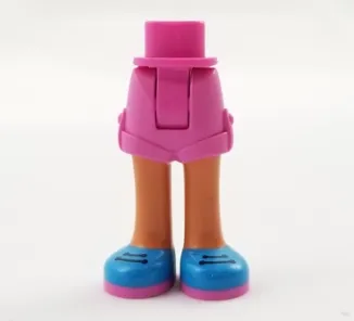 Mini Doll Hips and Shorts Folded Hem with Nougat Legs and Dark Azure Shoes with Dark Pink Soles and Dark Blue Laces Pattern - Thick Hinge