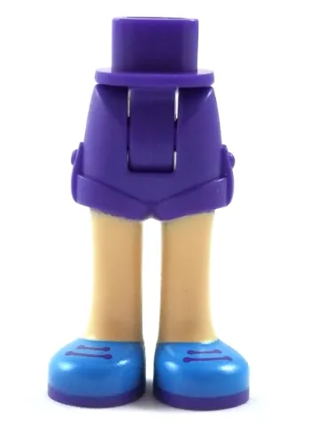 Mini Doll Hips and Shorts Folded Hem with Light Nougat Legs and Dark Azure Shoes with Dark Purple Soles and Laces Pattern - Thick Hinge