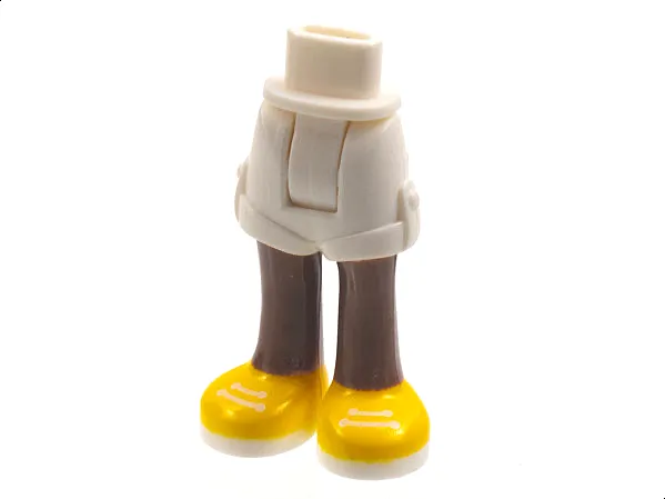 Mini Doll Hips and Shorts Folded Hem with Medium Brown Legs and Yellow Shoes with White Soles and Laces Pattern - Thick Hinge