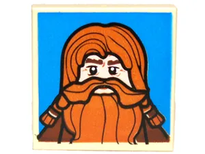 Tile, Modified 2 x 2 Inverted with Red-Haired Dwarf on Blue Background Pattern