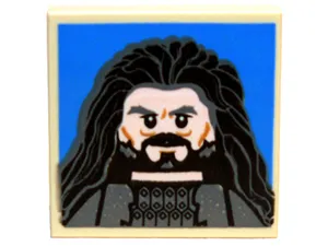Tile, Modified 2 x 2 Inverted with Thorin Oakenshield on Blue Background Pattern