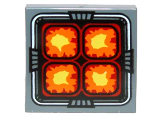 Tile, Modified 2 x 2 Inverted with 4 Orange, Red and Yellow Rounded Squares Pattern