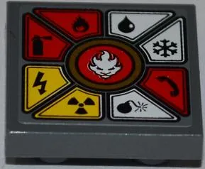 Tile, Modified 2 x 2 Inverted with White Lion Head and 8 Danger Symbols Pattern (Sticker) - Set 70500