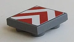 Tile, Modified 2 x 2 Inverted with Chevron Stripes Red and White Pattern (Sticker) - Set 60098
