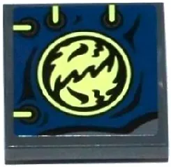 Tile, Modified 2 x 2 Inverted with Dark Blue Cloth with 4 Eyelets, Ninjago Emblem and Yellowish Green Laces Pattern (Sticker) - Set 70737