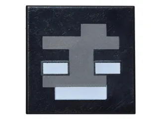 Tile, Modified 2 x 2 Inverted with Pixelated Dark Bluish Gray and White Pattern (Minecraft Wither Face)