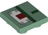 Tile, Modified 2 x 2 Inverted with Pixelated Dark Green, Dark Red, White and Gray Pattern (Minecraft Guardian)