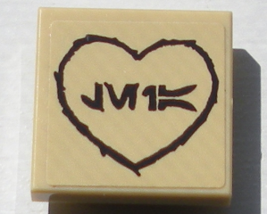 Tile, Modified 2 x 2 Inverted with Aurebesh Characters 'LEIA' and Heart Pattern (Sticker) - Set 10236