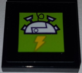 Tile, Modified 2 x 2 Inverted with Electric Hat and Lightning Bolt on Lime Background Pattern (Sticker) - Set 41454