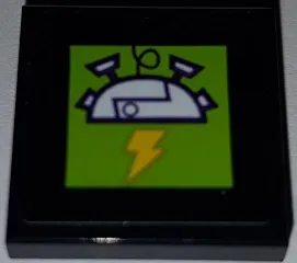 Tile, Modified 2 x 2 Inverted with Electric Hat and Lightning Bolt on Lime Background Pattern (Sticker) - Set 41454