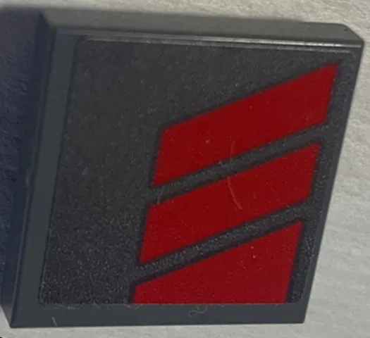 Tile, Modified 2 x 2 Inverted with Red Stripes Pattern Model Left Side (Sticker) - Set 70613