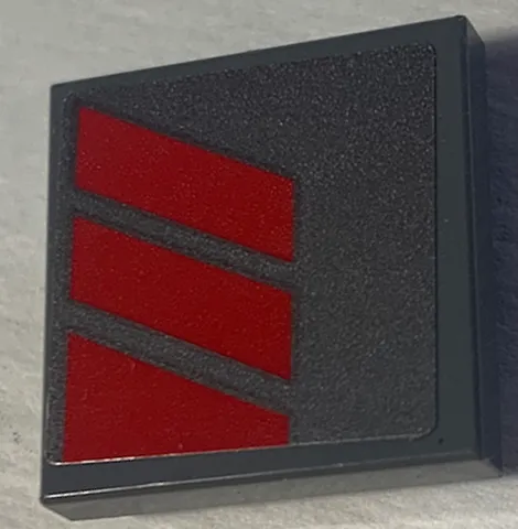 Tile, Modified 2 x 2 Inverted with Red Stripes Pattern Model Right Side (Sticker) - Set 70613