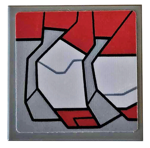 Tile, Modified 2 x 2 Inverted with Dark Red and Light Bluish Gray Armor Plates Pattern Model Left Side (Sticker) - Set 76104