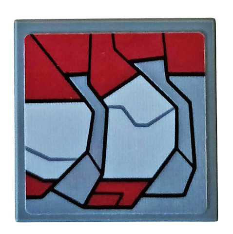Tile, Modified 2 x 2 Inverted with Dark Red and Light Bluish Gray Armor Plates Pattern Model Right Side (Sticker) - Set 76104