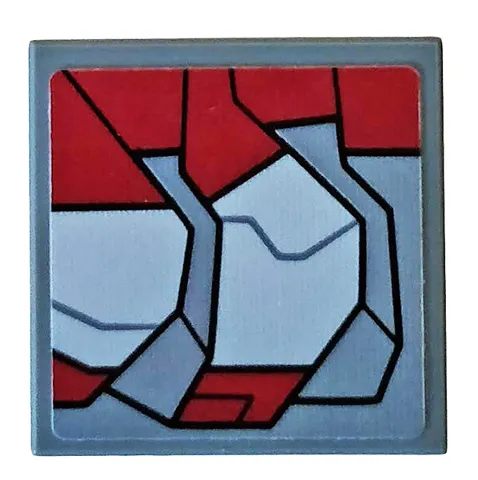 Tile, Modified 2 x 2 Inverted with Dark Red and Light Bluish Gray Armor Plates Pattern Model Right Side (Sticker) - Set 76104