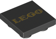 Tile, Modified 2 x 2 Inverted with Gold 'LEGO' Pattern