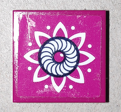 Tile, Modified 2 x 2 Inverted with White Flower Petals and Dots Pattern (Sticker) - Set 41173